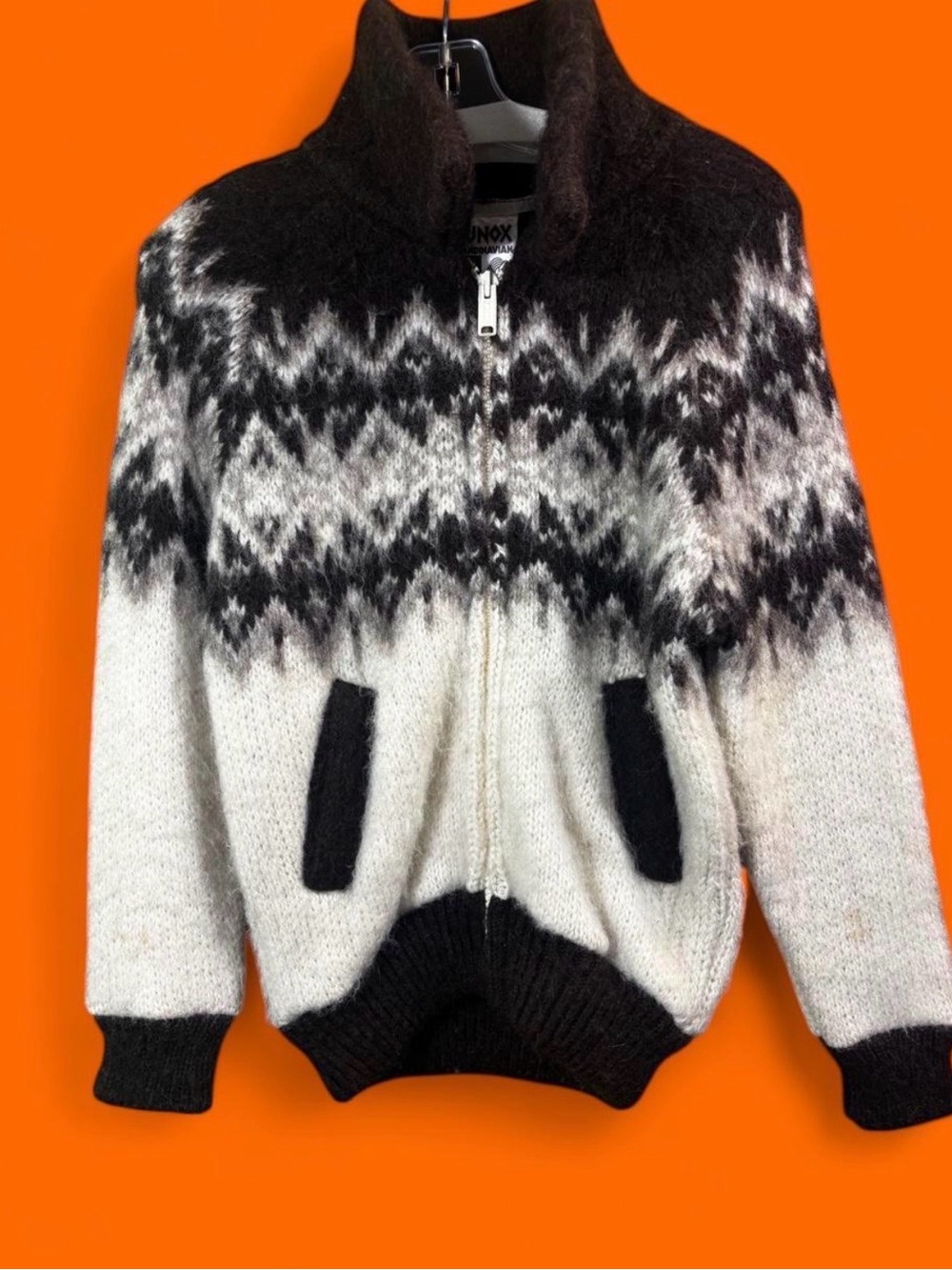RUNOX Scandinavian pure new wool vintage 1970s full zip cardigan